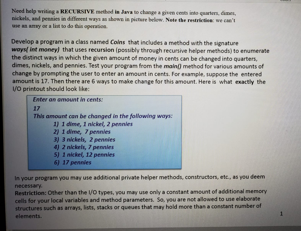  Need help writing a RECURSIVE method in Java to change a