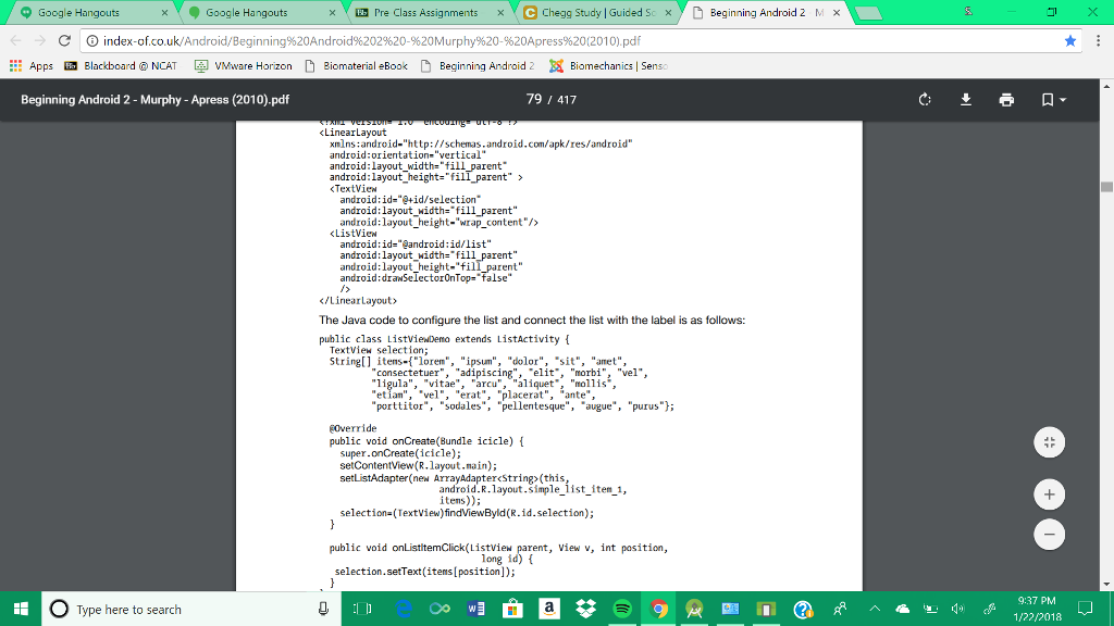 Create a project utilizing the ListView example pictured above. Modify the items