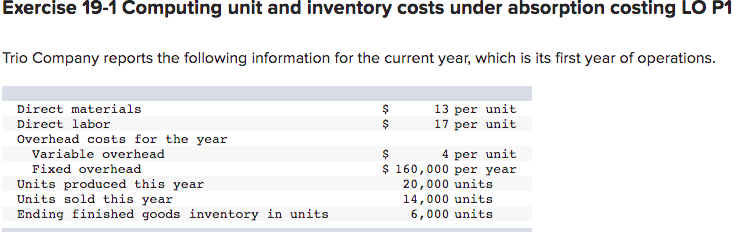 Please show work for all the numbers please. Exercise 19-1 Computing