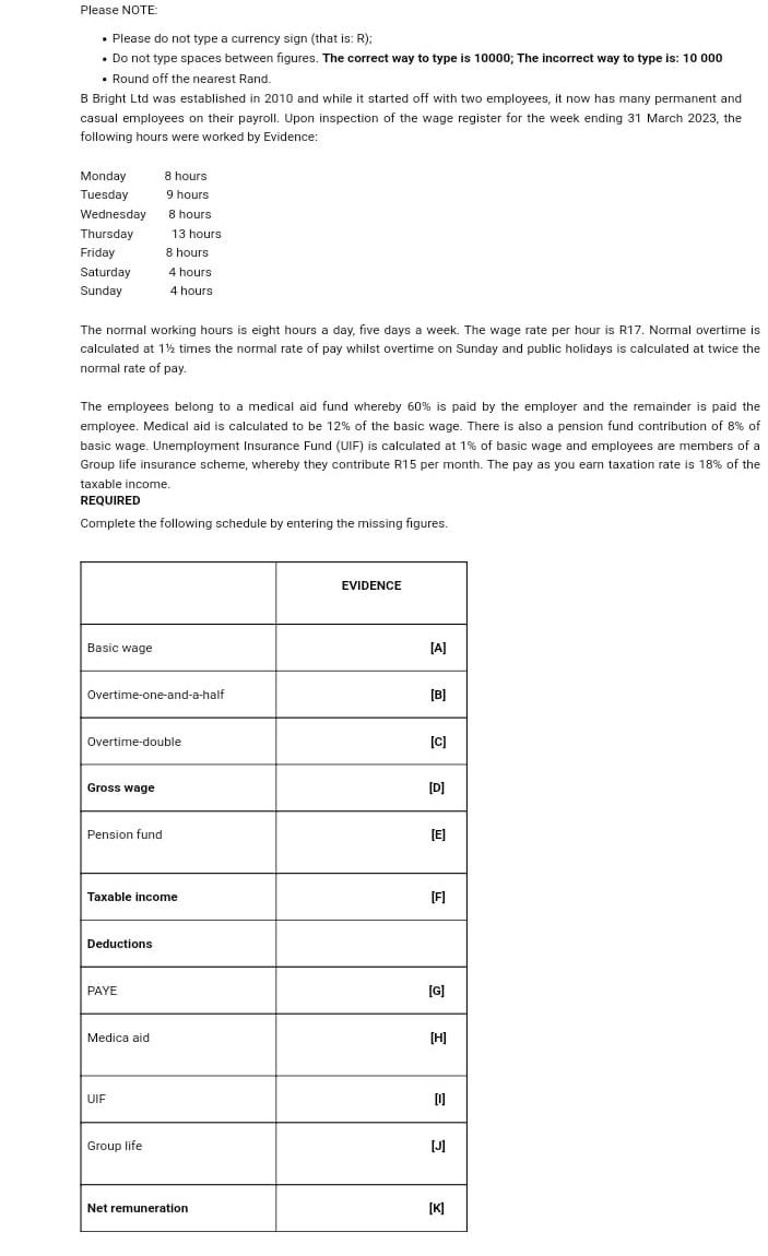 Please NOTE: - Please do not type a currency sign (that