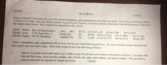  Using Linux ternimal please script in BASH label each outcome with