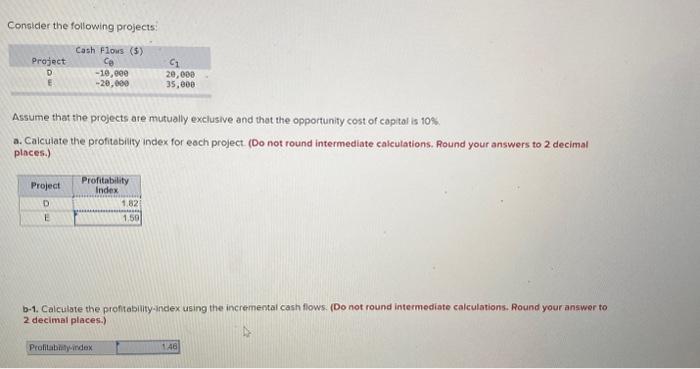  Consider the following projects: Assume that the projects are mutually exclusive