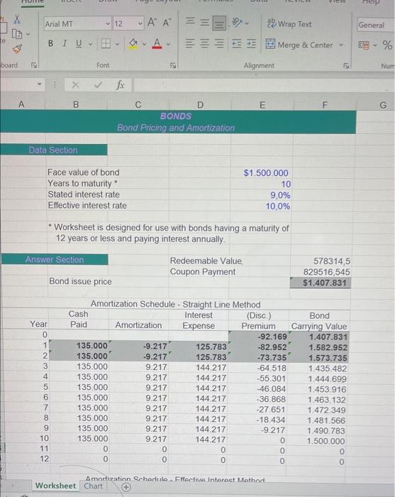 PRICING AND AMORTIZATION (BONDS) (P71) Excel Applications for Accounting Principles(4th Edition) Edit