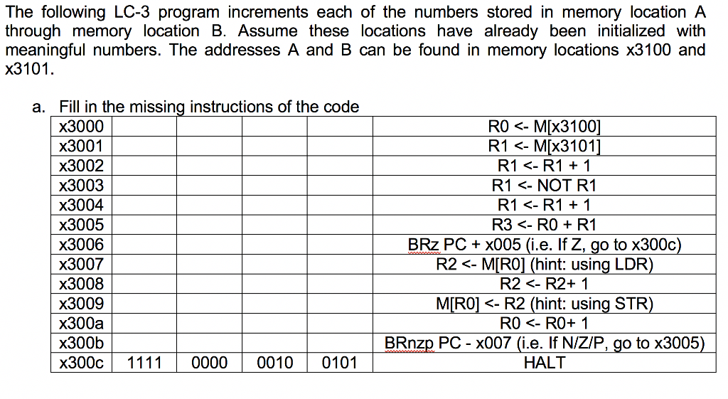  Only answer if certain The following LC-3 program increments each of