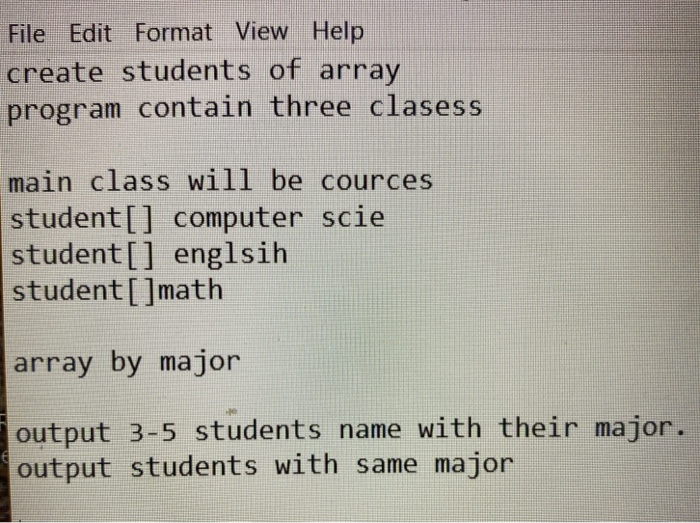  java course as main class create three classes main class course