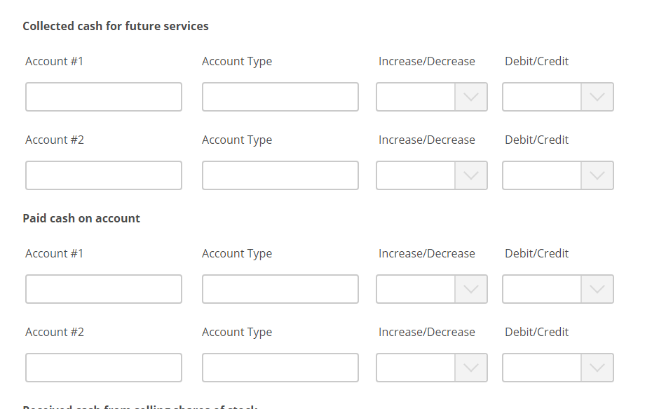 #2 Account Type ncrease/Decrease Debit/Credit Bought a company truck by signing a