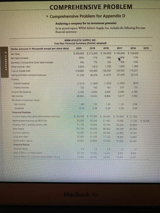  please complete the Comprehensive Problem and all requirments in excel. thank