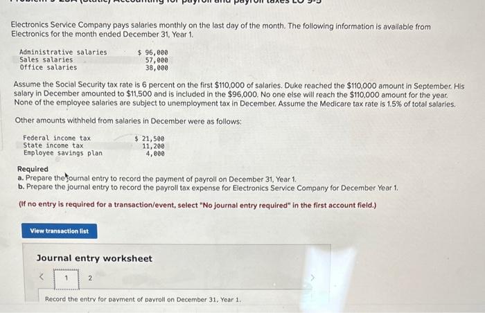 i need help with REQUIRED A and B Electronics Service Company pays