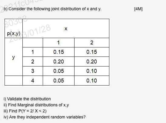 2 parts. A and B as above. a). A random variable X