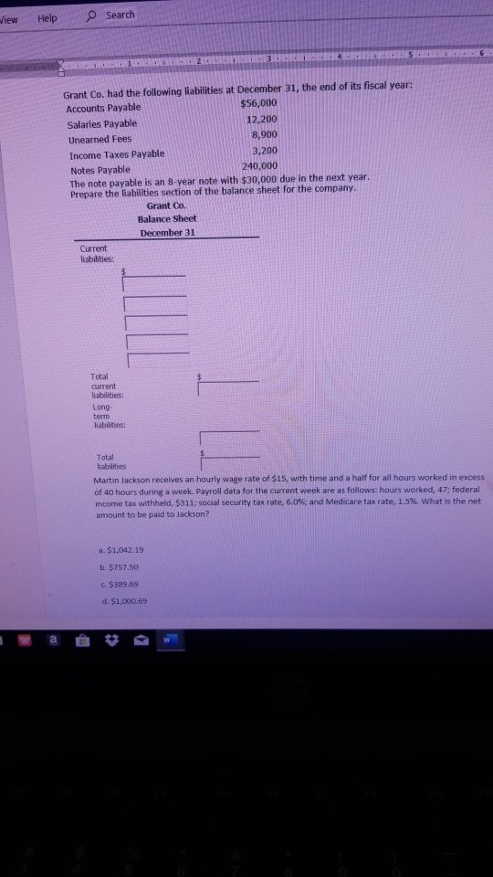  O Search View Help I 2 3 5 Grant Co. had