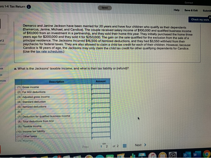  ers 1-4 Tax Return Saved Help Save & Exit Submit Check