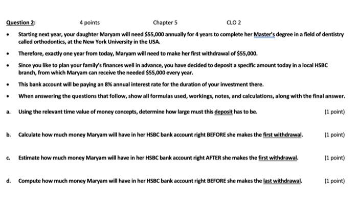  Question 2: 4 points Chapter 5 cho 2 Starting next year,