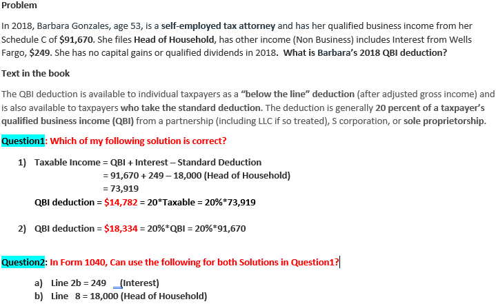  Problem In 2018, Barbara Gonzales, age 53, is a self-employed tax