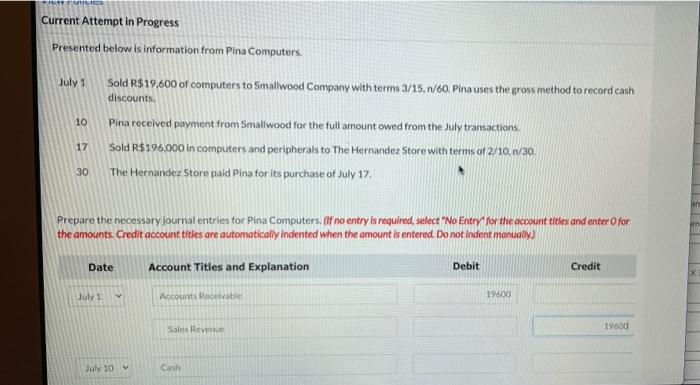  IF Current Attempt in Progress Presented below is information from Pina