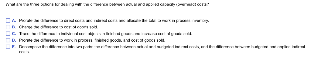 What are the three options for dealing with the difference between