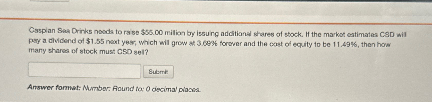  Caspian Sea Drinks needs to raise $55.00 million by issuing additional