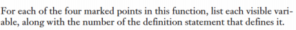 b, c; /* definition 1 */ while (...) int b, c, d;