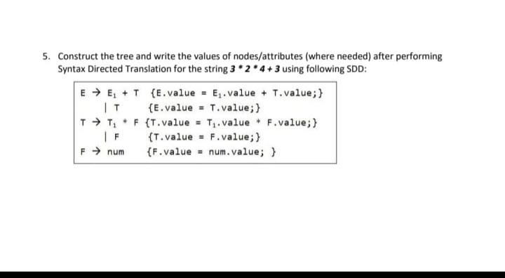 5. Construct the tree and write the values of nodes/attributes (where