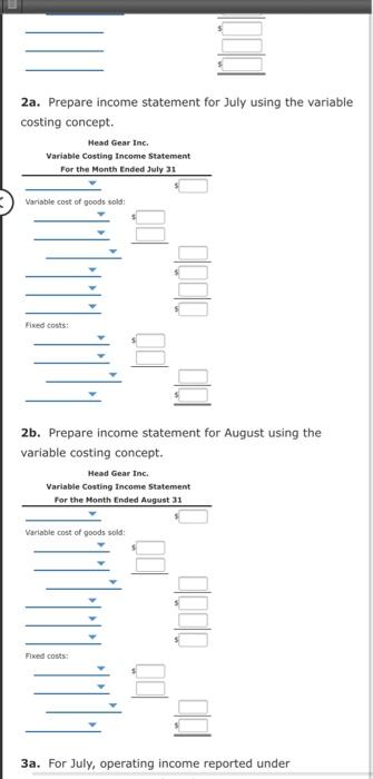 Head Gear Inc. manufactured 33,200 hats, of which 30,900 were sold. Operating