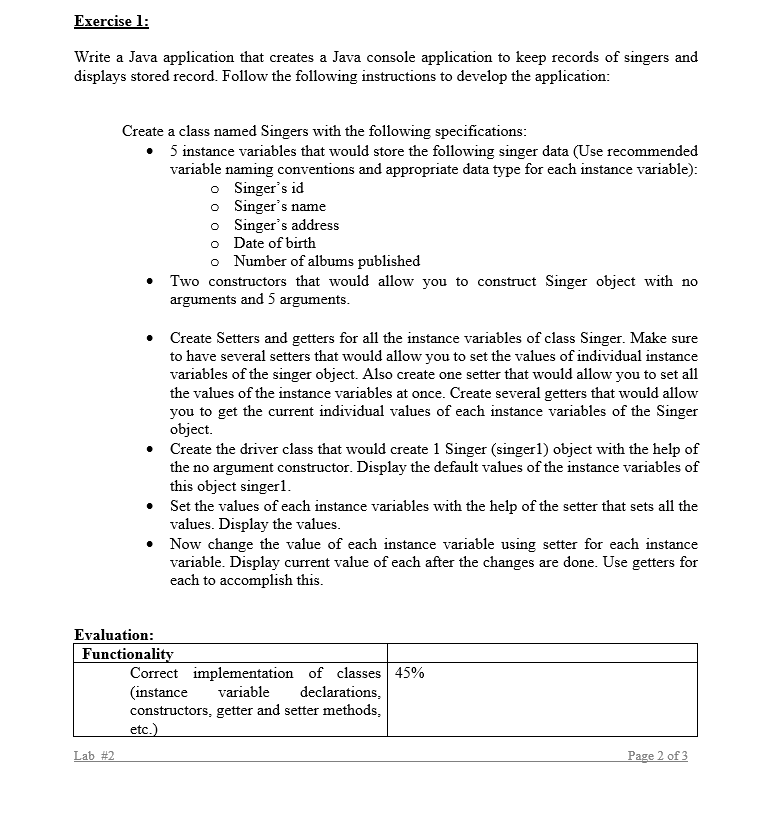  Exercise 1: Write a Java application that creates a Java console