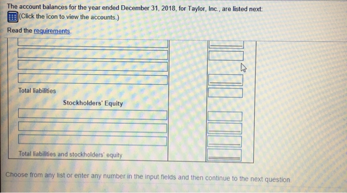 Inc., are listed next Click the icon to view the accounts.) Read