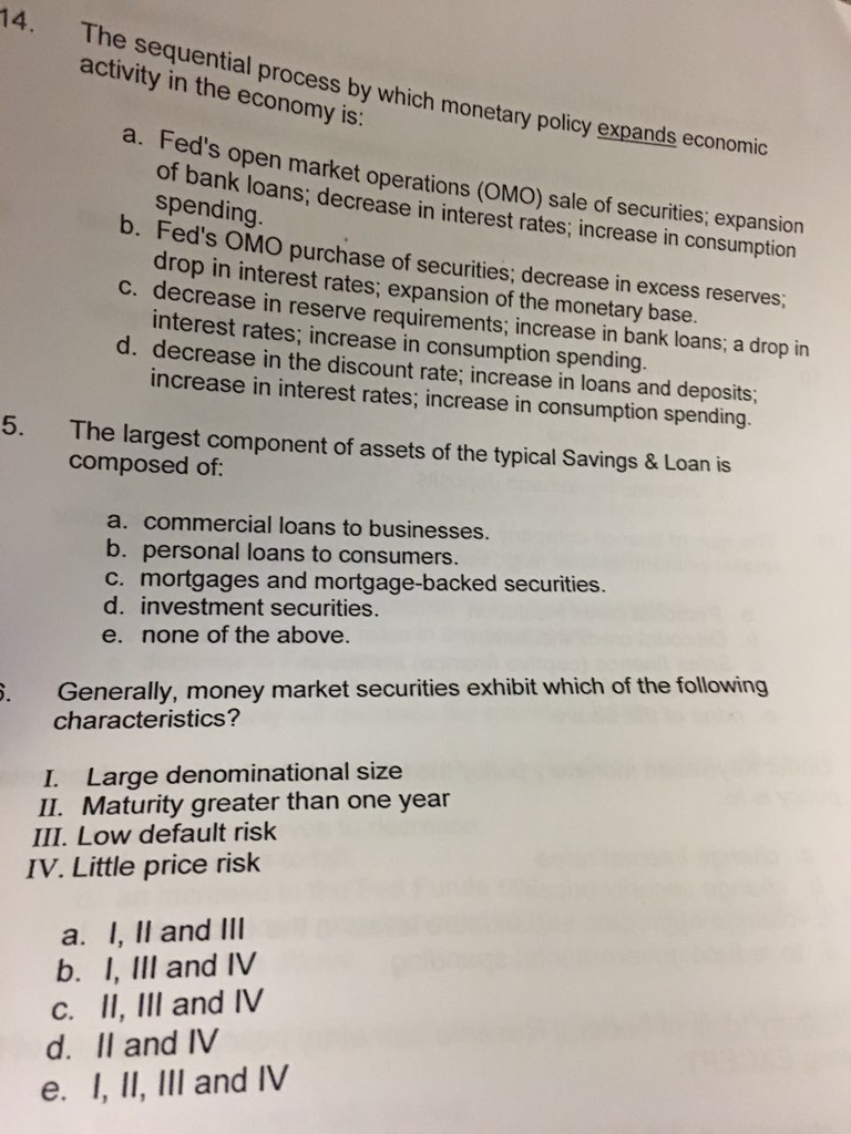  The sequential process by which monetary policy expands economic activity in