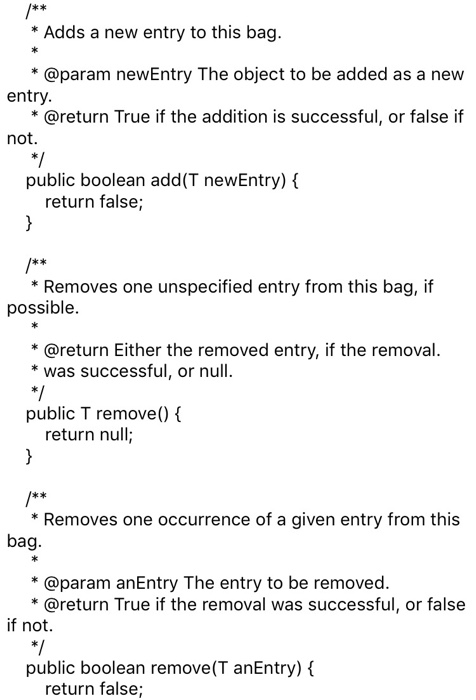 you in your implementation, I've also methods have been created in the