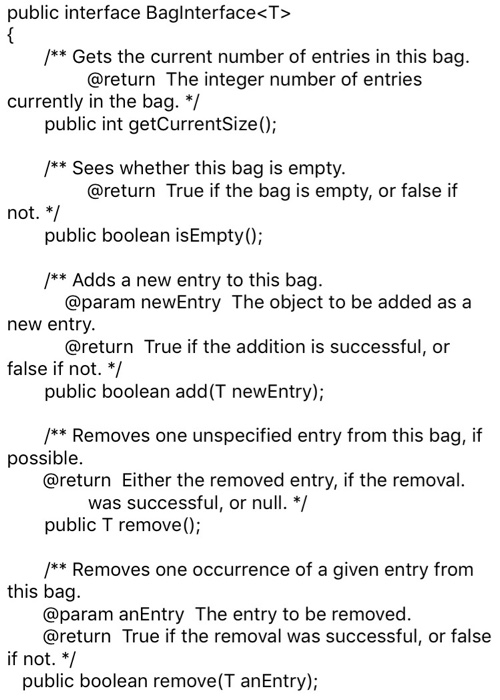 code that uses ArrayBag to explicitly specify the maximum size of the