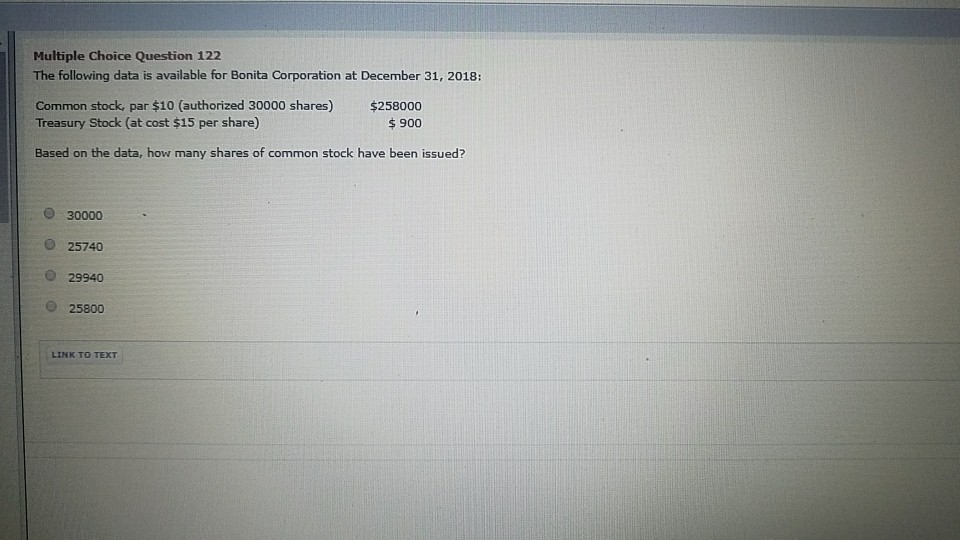 Corporation at December 31, 2018: Common stock, par $10 (authorized 30100 shares)