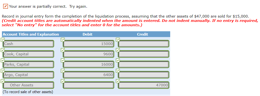 prepared at this stage in their liquidation process is presented below. Cash