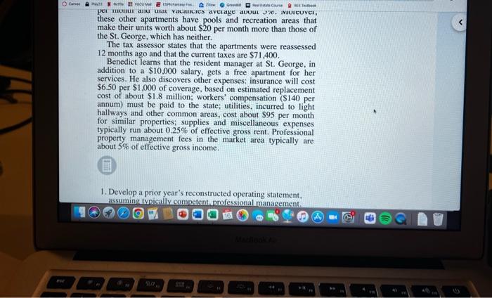 projected holding period. Allen Benedict is thinking of buying an apartment complex