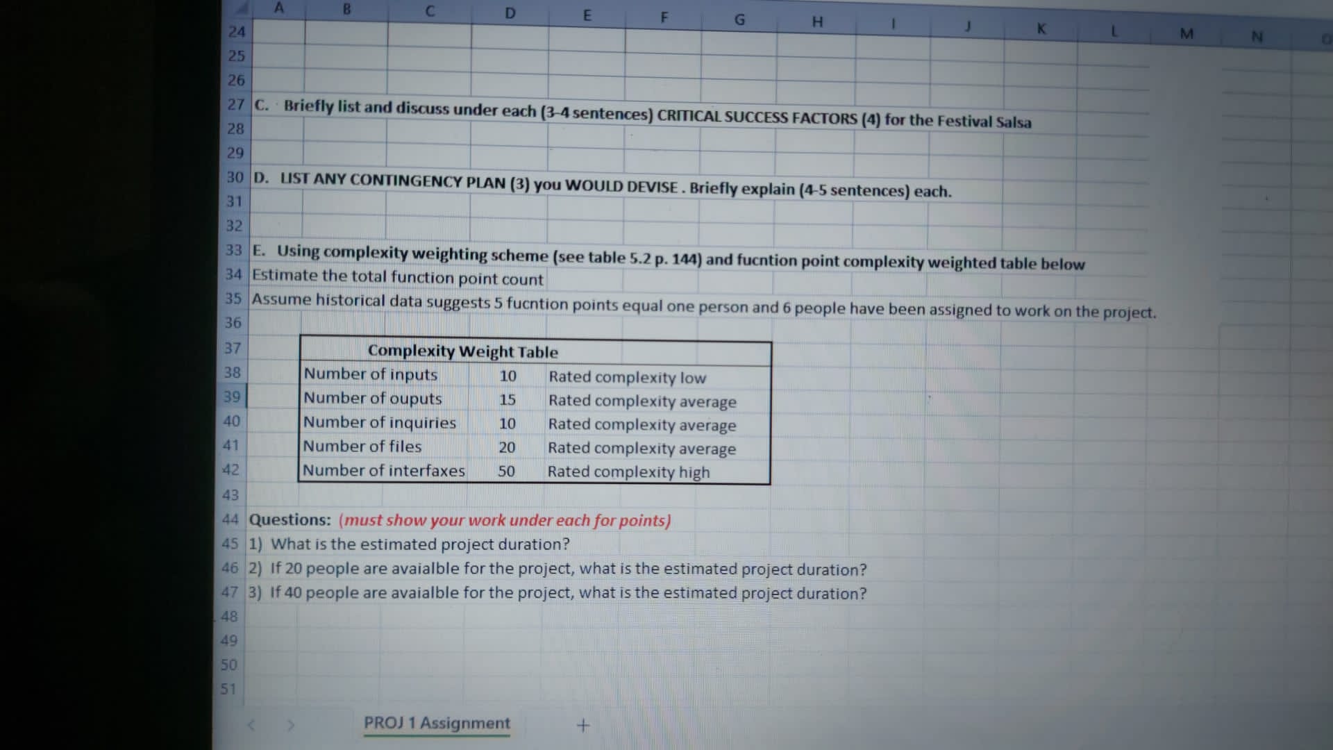  3 E. Using complexity weighting scheme (see table 5.2 p. 144)