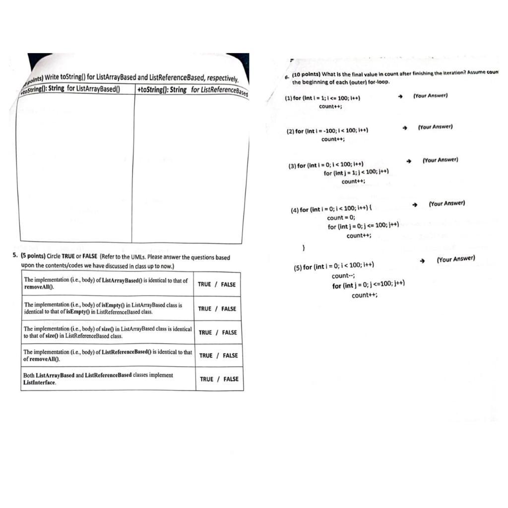 Please answer all the questions and in Java Programming Language. Thank you!