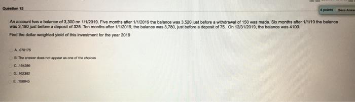  use excel Question 13 Save A An account has a balance