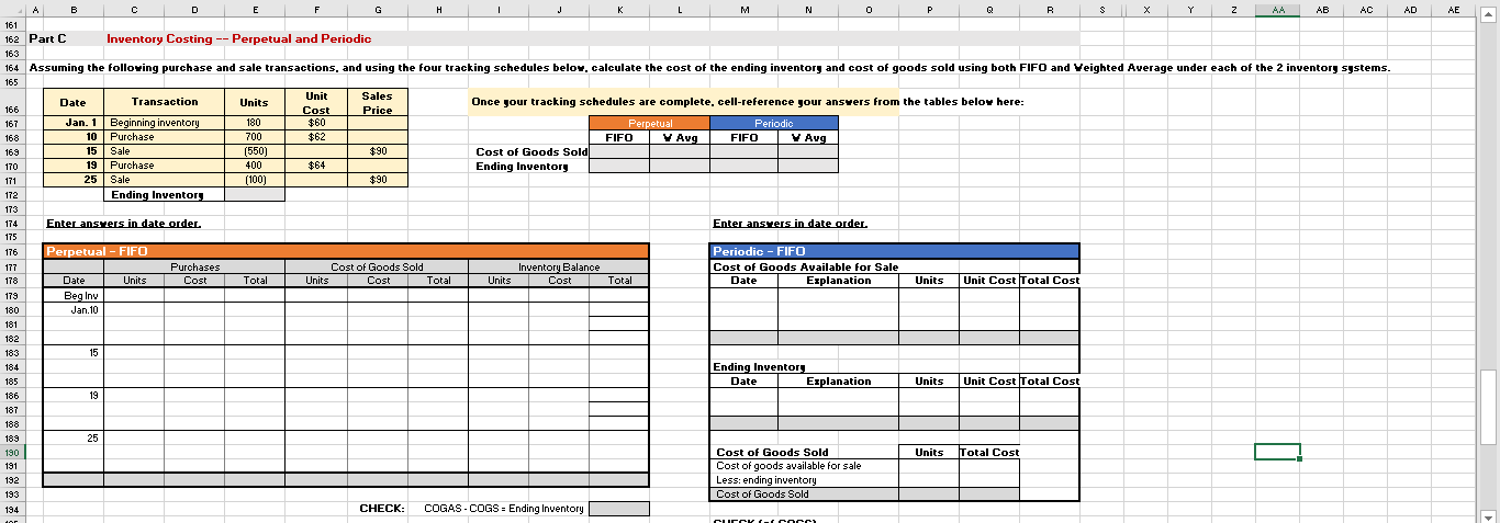 Please show the excel formulas and the total units on the bottom