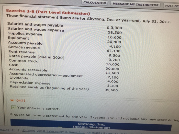  CALCULATOR MESSAGE MY INSTRUCTOR FULL SC Exercise 2-8 (Part Level Submission)