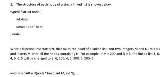  in C code plz 1. The structure of each node of