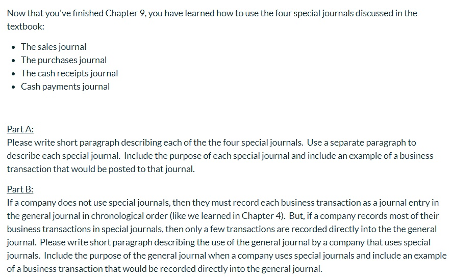  Now that you've finished Chapter 9, you have learned how to