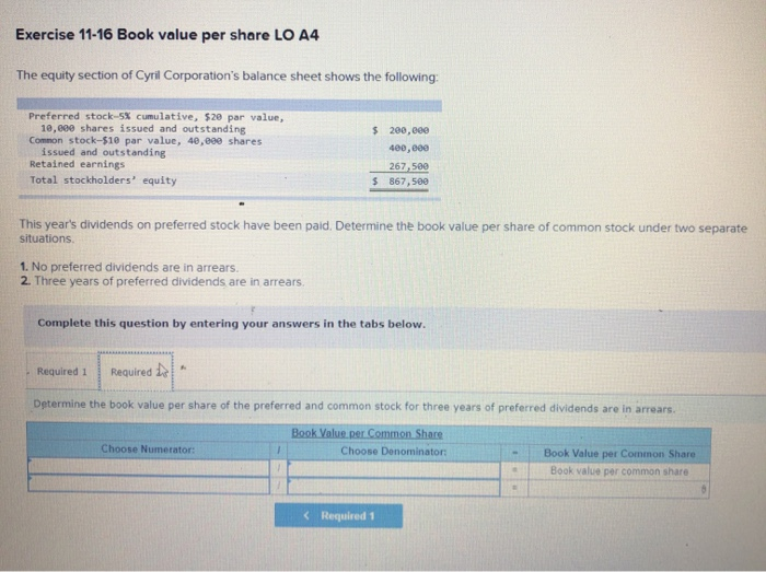 of Cyril Corporation's balance sheet shows the following: Preferred stock-5% Cumulative, $2e