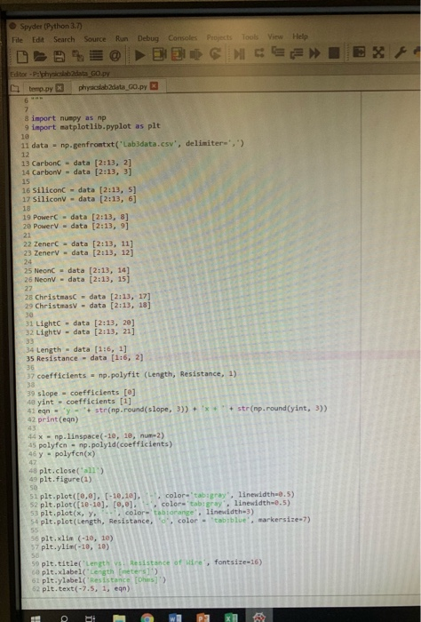  i'm trying to plot a graph usinf phyton, but j keep
