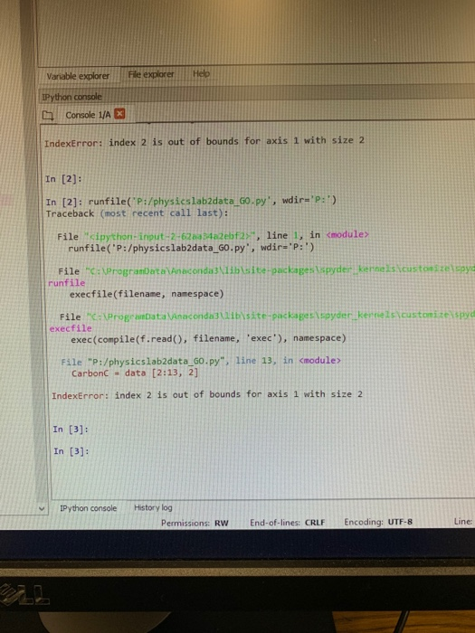 getting this error (2nd picture): IndexError: index 2 out of bounds for