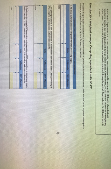  A production department in a process manufacturing system completed its work