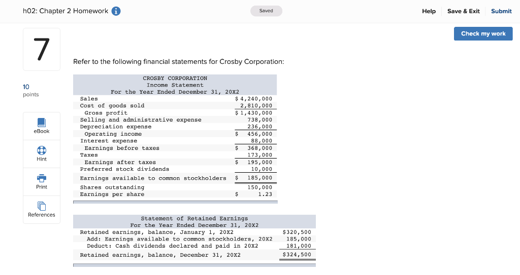  h02: Chapter 2 Homework A Saved Help Save & Exit Submit