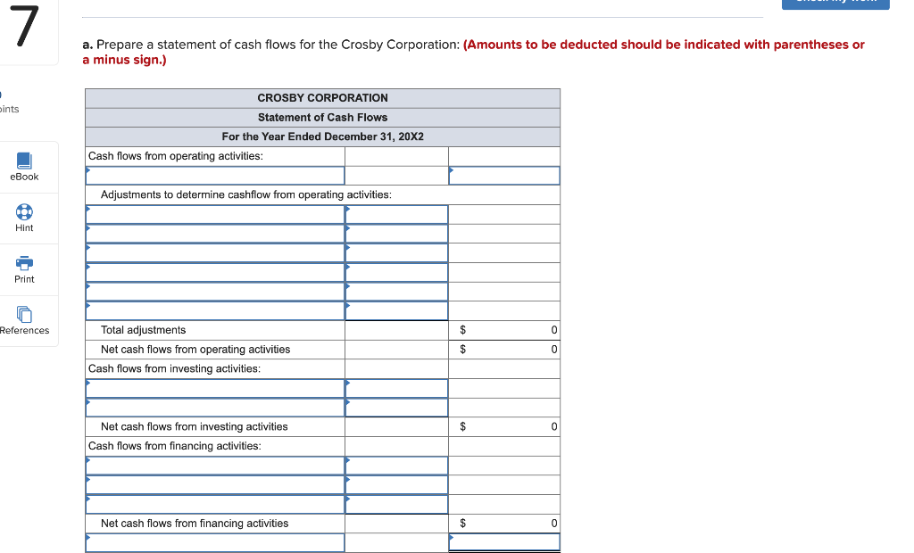 10 points eBook CROSBY CORPORATION Income Statement For the Year Ended December