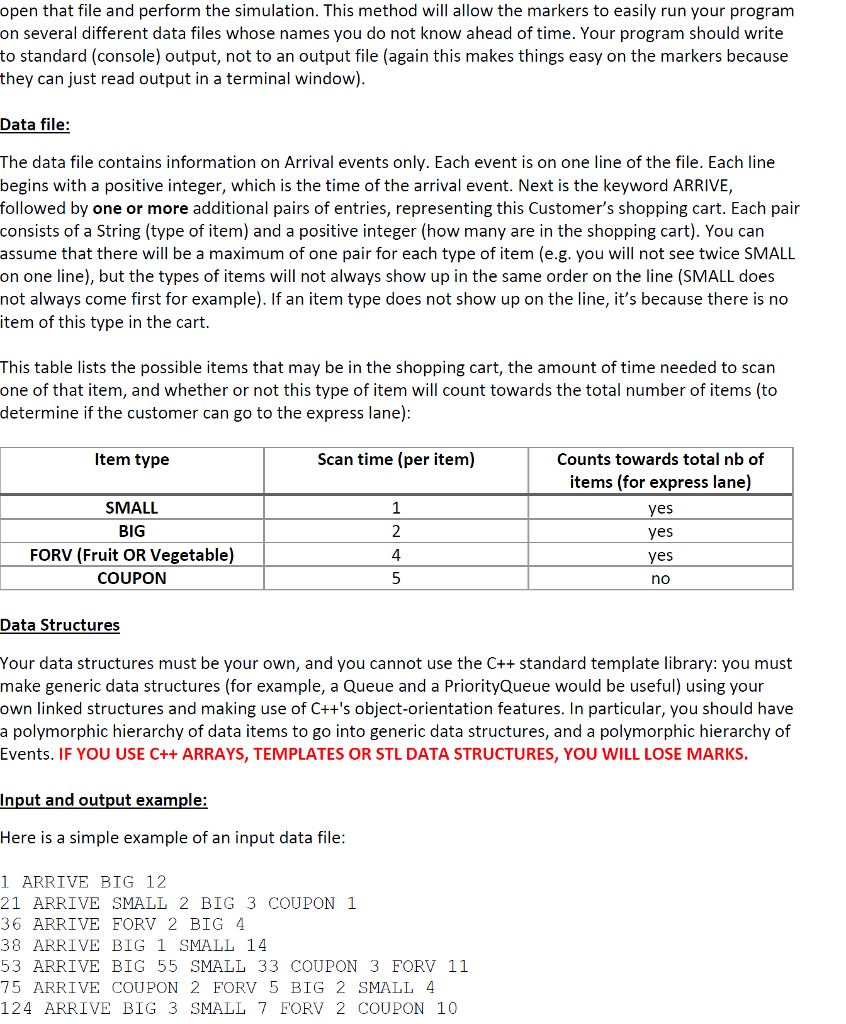 simulation to simulate customers getting through the checkout lanes in a supermarket.