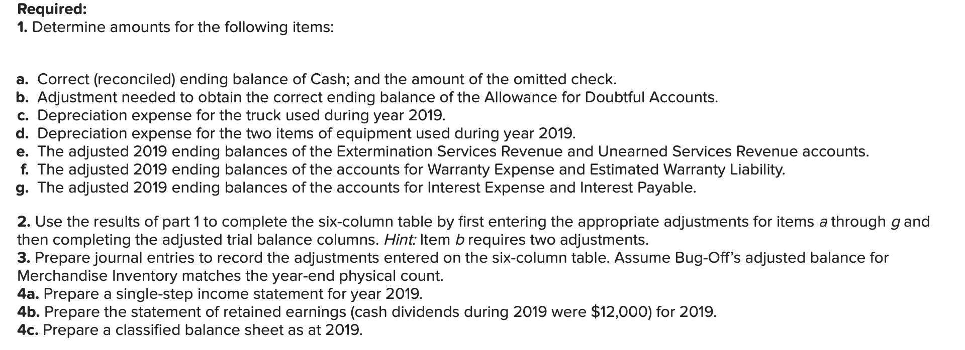 information in a through h applies to the company at the end