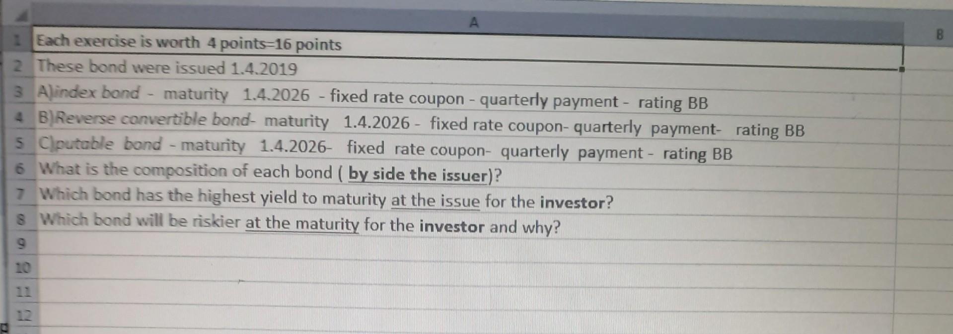  A 1 Each exercise is worth 4 points=16 points 2 These