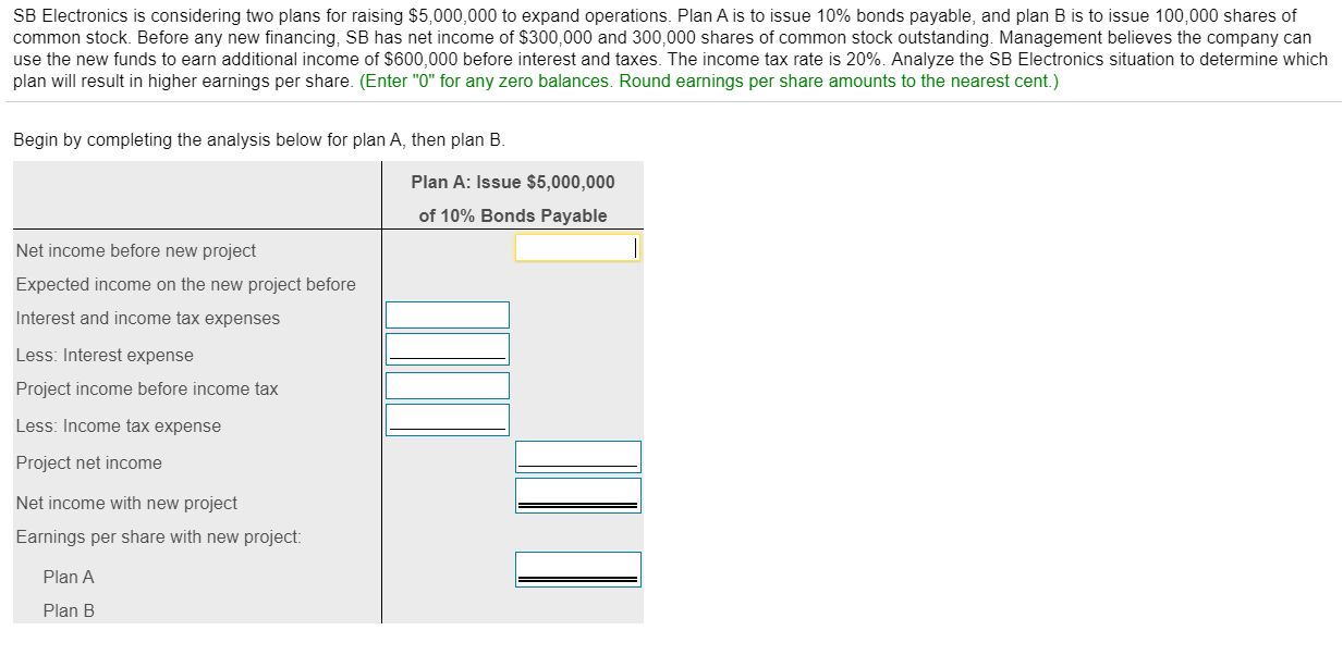  SB Electronics is considering two plans for raising $5,000,000 to expand