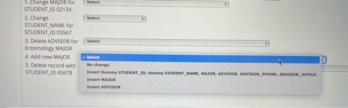 is entered. There is only one advisor per major. What happens if