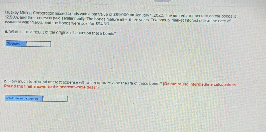 Please send answer as fast as possible Huskey Mining Corporation issued